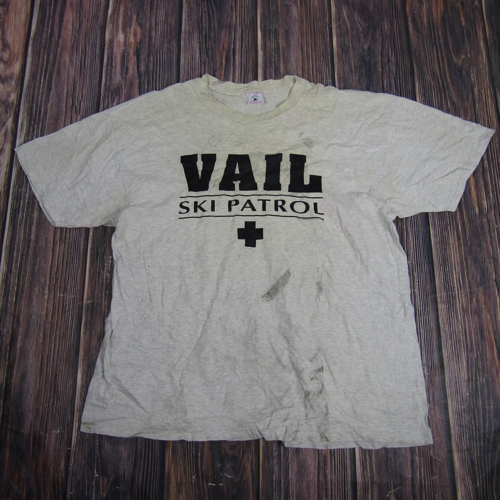 Vintage Vail Ski Patrol Shirt Mens XL Gray Delta 1996 Rescue Tee Grunge 90s